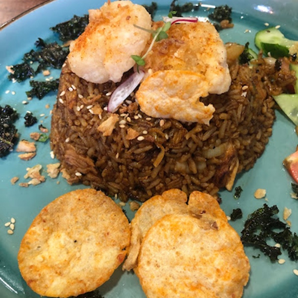 Fried Rice with Korean Chicken served at Who’s Café. 